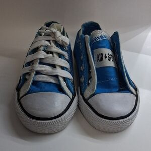 Kids Blue Canvas Lace-Up Sneakers by